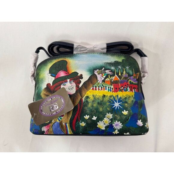 Sharif Colorful Leather Mad Hatter Artistic Shoulder Bag With Beaded Accents & S - Picture 11 of 16